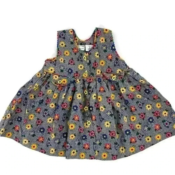 Dani Exclusive Design Toddler Girl Flowers Button Down Dress Size 12 Months - Picture 1 of 10